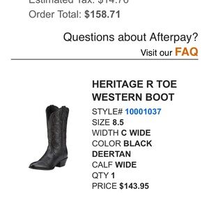 Heritage R Toe Western Boot - Black